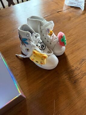 Lola + The Boys White High-Top Sneakers with Plush Charms